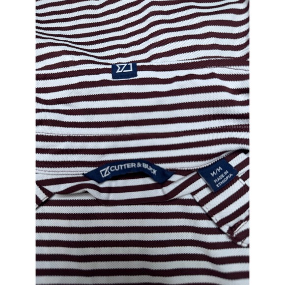 Cutter Buck Mens M Mississippi State Bulldogs Polo Shirt Maroon White Stripe - Picture 5 of 9